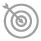 Archery target with an arrow in the center, both objects are gray and represent the word Mission