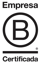 Isologo (símbolo más palabras agrupadas) de Empresa B. Tiene el texto “Empresa B certificada” Primero se encuentra la palabra “empresa”, posteriormente la letra “B” englobada en un círculo y tiene tamaño de letra mayor a las otras palabras. Además, a lado tiene el símbolo de marca registrada y abajo una línea que abarca el ancho de la letra “B” y abajo la palabra certificada.
