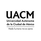 Image of the capital letters U, A, C, and M. At the bottom, a legend that says 'Universidad Autónoma de la Ciudad de México'. Below, another legend that says 'Nothing human is alien to me'